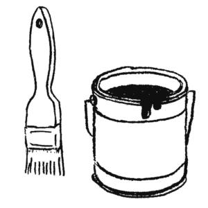 ペンキの缶と刷毛のイラストフリー素材