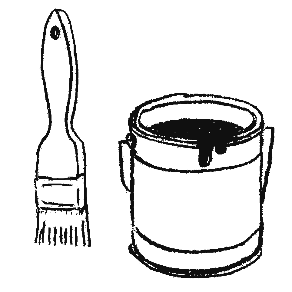 ペンキの缶と刷毛のイラストフリー素材