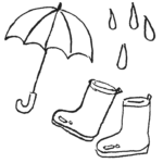 雨の日の傘、長靴のイラストフリー素材